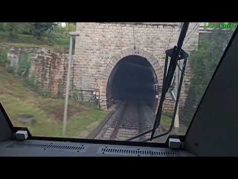 4K [Cabride] 🇨🇭 Biel/Bienne  - 🇨🇵 Méroux TGV, en cabine d'une FLIRT France (RABe 522) + ICN rénové