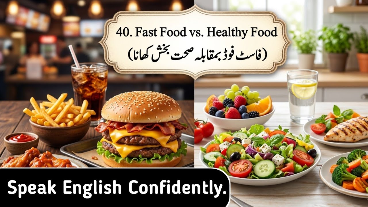 Bina Grammar English Kaise Bolen? | English Bolane Ka Tarika| 40. Fast Food vs. Healthy Food