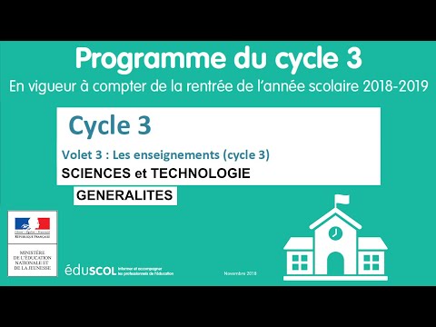 14. SCIENCES et TECHNOLOGIE - Généralités -  CM1 CM2 6ème - Programmes cycle 3