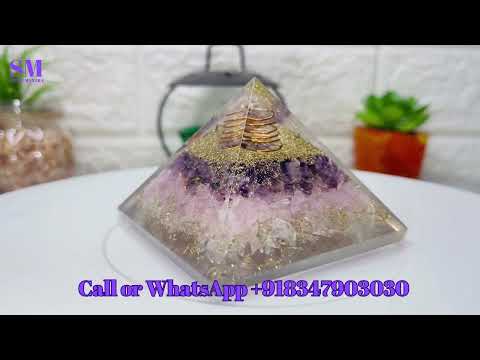 Amethyst rose quartz & clear quartz triple crystal orgone en...