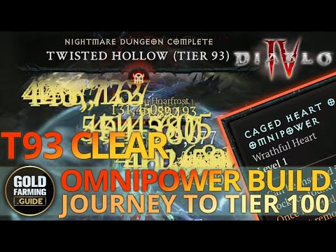 Diablo 4 Patch 1.1.1 Omnipower Chain Lightning Perma Stun Build T93 NM Dungeon - Journey to Tier 100