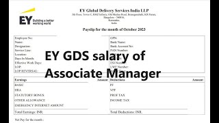 EY GDS payslip 2023 | Associate project manager salary | #big4 #Ernst&Young | 2LPA +