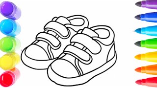 How To Draw cute shoes Drawing, Painting &Coloring For Kids and Toddlers -Child art 