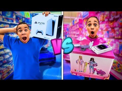 BUYING EVERYTHING in ONE COLOR for 24 HOURS! (Brother VS Sister)