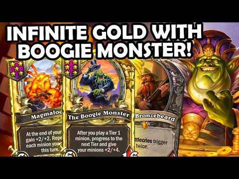 INFINITE GOLD With Golden Boogie Monster, APM Menagerie! | Hearthstone Battlegrounds