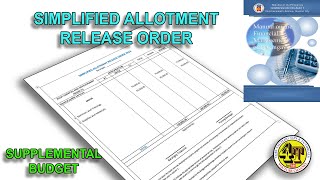 SIMPLIFIED ALLOTMENT RELEASE ORDER | SUPPLEMENTAL BUDGET