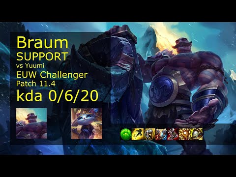 Braum Support & Aphelios vs Yuumi & Twitch - EUW Challenger 0/6/20 Patch 11.4 Gameplay