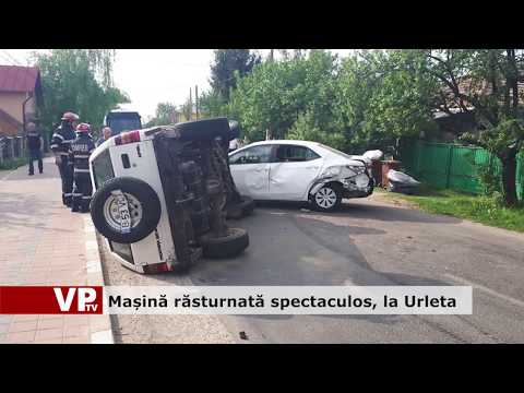 Mașină răsturnată spectaculos, la Urleta