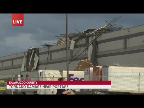 'IT SMELLS LIKE WOOD' | Live from Kalamazoo FedEx facility damaged after multiple tornadoes in area