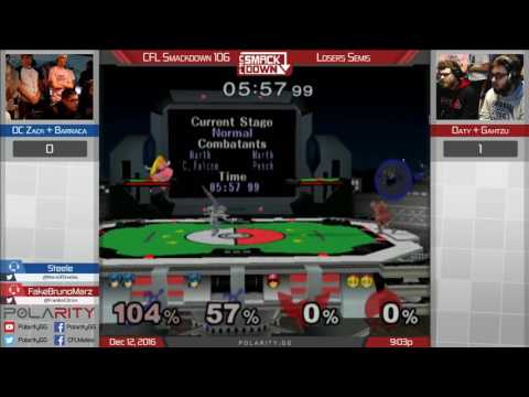 CFL Smackdown 106 Melee - OC Zack + Barraca vs Gahtzu + Oaty - Doubles Losers Semis