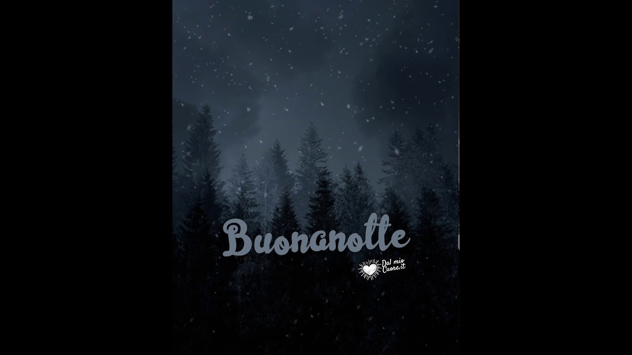 Buonanotte invernale con neve che cade