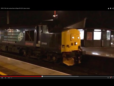 DRS 37149 with nuclear flask at Wigan North Western 2013 (slow motion)