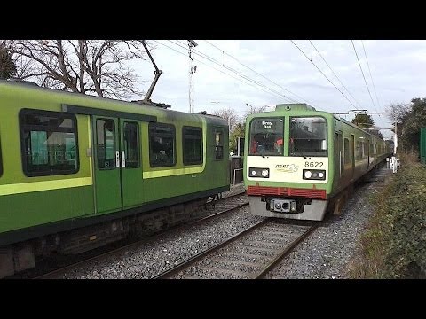 IE 8300 and 8520 Class Dart Trains - Merrion Gates Level Crossing