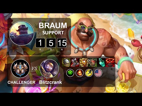 Support Braum vs Blitzcrank - LOL NA Challenger - Patch 11.18