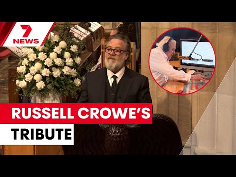 Russell Crowe delivers powerful eulogy for John Laws at radio legend's funeral in Sydney | 7NEWS