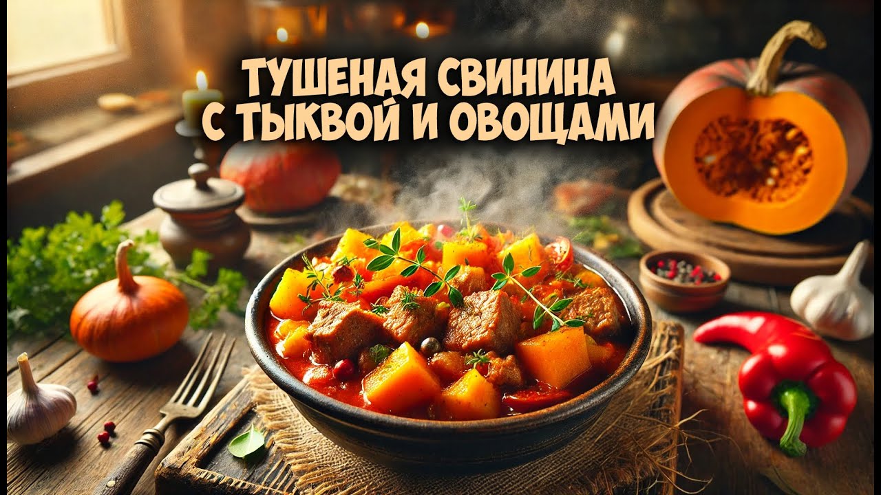 Тушеная свинина с тыквой и овощами в томатном соусе – сочный и ароматный рецепт!
