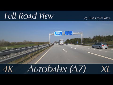 Autobahn (A7), Germany: Neumünster - Flensburg/Harrislee - 4K (2160p/60p) XL Video - Autofahrtvideo