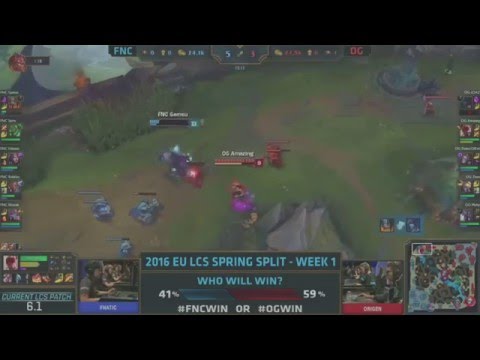 GAMSU OUTPLAY 2V1 - FNC vs OG EU LCS Spring 2016 - League of Legends