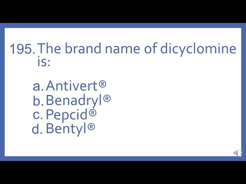 Top 200 Drugs Practice Test Question - The brand name of dicyclomine is: