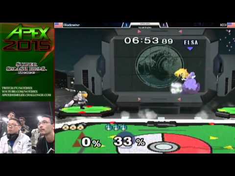 APEX 2015 - Liquid' KDJ (Marth, Sheik) vs Bladewise (Peach) Losers Round 1