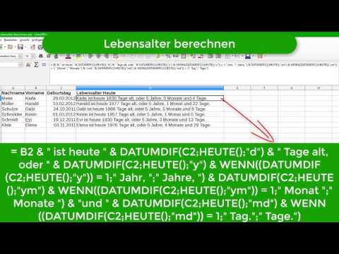 Lebensalter berechnen - LibreOffice Calc 5.3 (Deutsch)