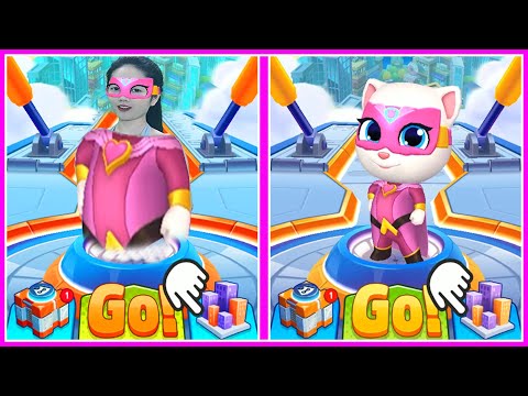 Imitate Angela pink Wawe Angela Play Game - Talking Tom Hero Dash In Real Life
