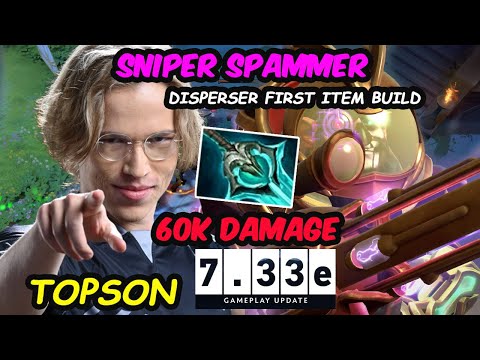 WHEN Topson Sniper Disperser FIRST ITEM BUILD IMBA RIGHT CLICK DAMAGE Dota 2