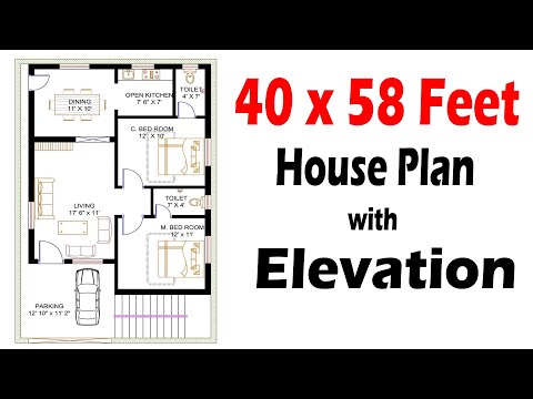 40 x 58 feet House Plan with Elevation