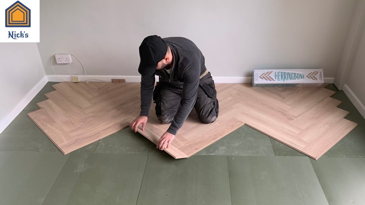 Watch video How to Install Herringbone Laminate Flooring - Sideways Now How to Install Herringbone Laminate Flooring - Sideways