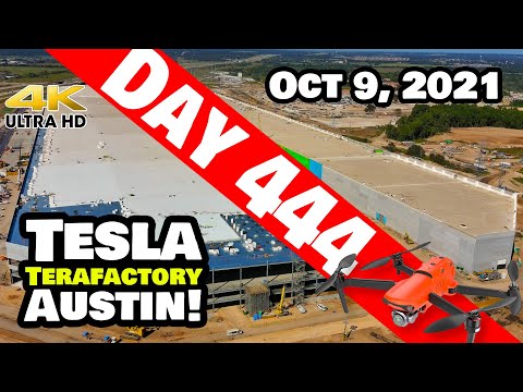 Tesla Gigafactory Austin 4K  Day 444 - 10/9/21 - Tesla Terafactory Texas - GIGA TEXAS DRONE FLIGHT!