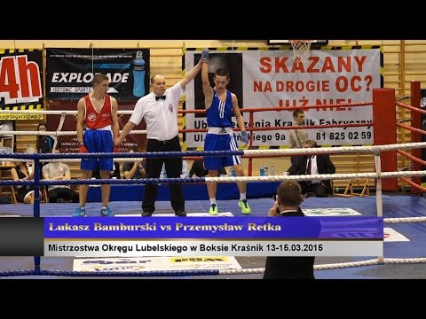 Mistrzostwa Okregu Lubelskiego w Boksie Krasnik 13 15 03 2015 Lukasz Bamburski vs Przemyslaw Retka