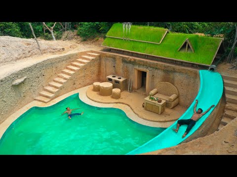 97Days Building An Underground Temple House With Water Slide To Underground Swimming Pool
