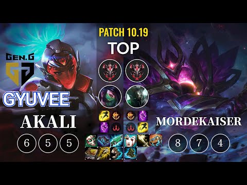 GEN gyuvee Akali vs Mordekaiser Top - KR Patch 10.19