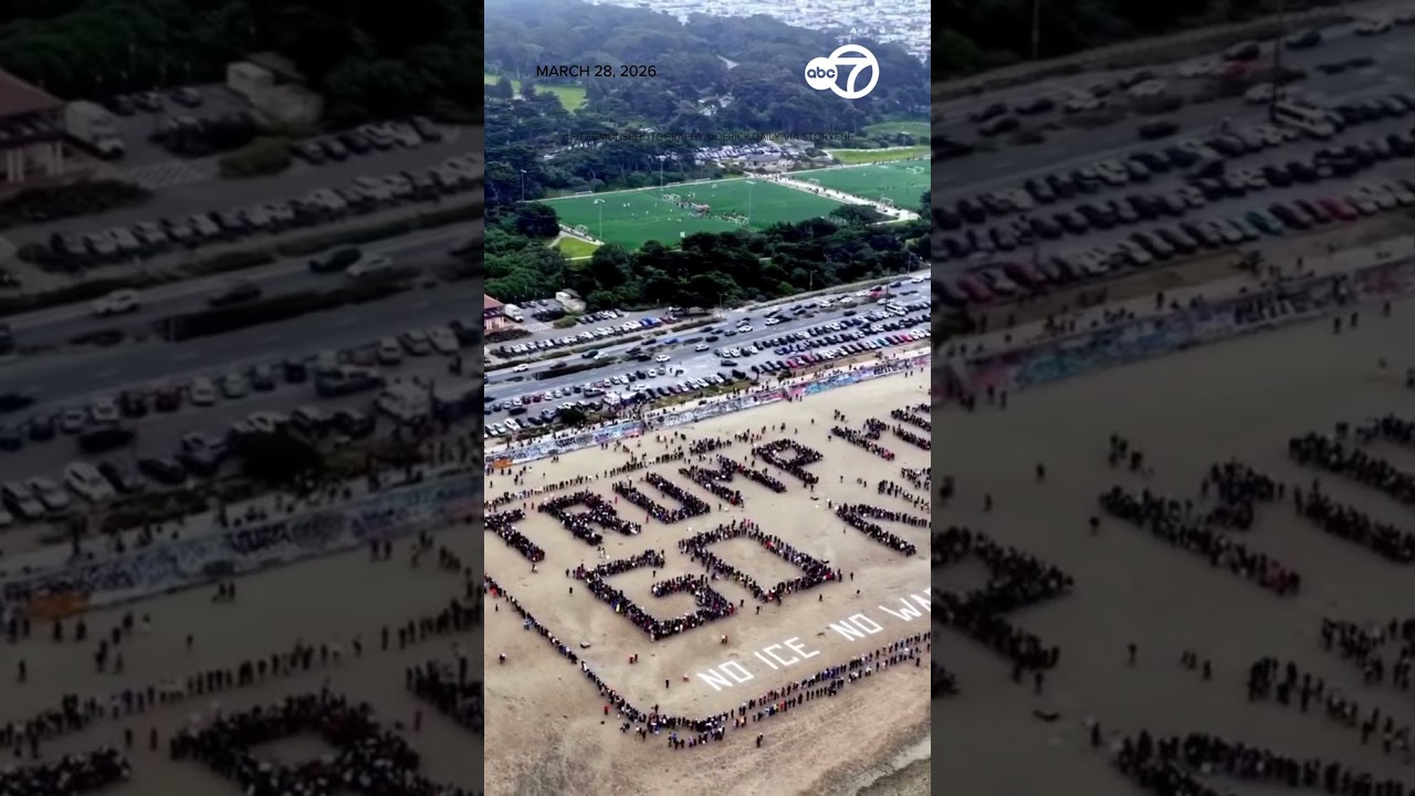 'Trump must go now': California protesters create human sign