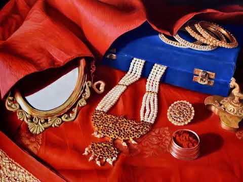The making of Shringaar - Indian adornment - photorealistic oil painting on canvas