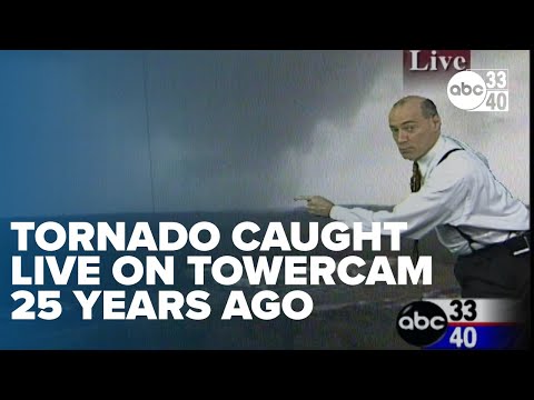 Tornado caught live on towercam, 25 years ago - during extended coverage from James Spann & ABC33/40