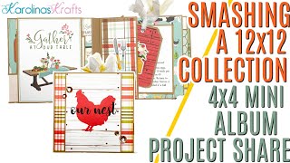 Farm Themed 4x4 Mini Album Project Share with a KRAFT BASE using SCRAPS from 12x12 Paper Collection