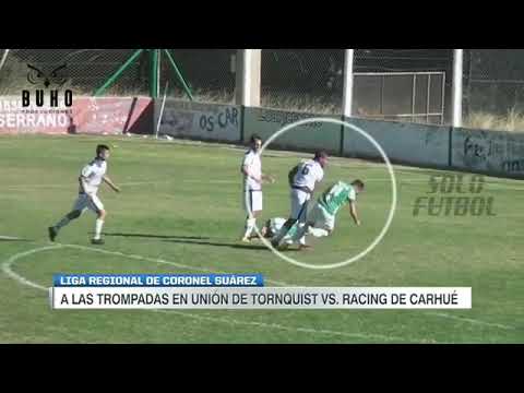 AL DEFENSOR DE RACING DE CARHUÉ SE LE FUE LA MANO.