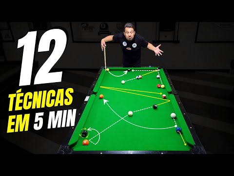 Aprenda 12 técnicas na sinuca em 5 minutinhos!!