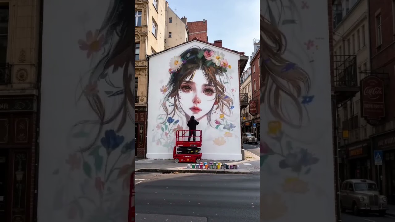 Amazing Street Art Transformation 🎨 | Giant Wall Mural Painting Process #StreetArt #MuralArt #art
