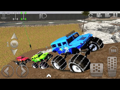 Offroad Outlaws - Blue Monster Truck Green car suv Driving 3d | Android GamePlay