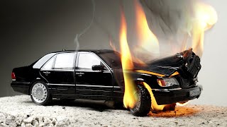 Mercedes W140 Car Engine Catches Fire after High Revving 🔥
