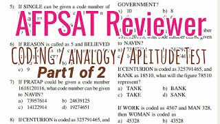 AFPSAT Reviewer  CODE number Aptitude Test Analogy