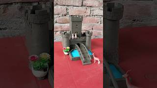 Miniature Clay Castle with Bridge & Water Pool 🏰 || #clayhouse #mudhouse #castle