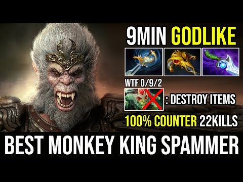 9Min Godlike - World Best Monkey King Destroy Medusa Solo Mid With 100% Counter Build 22Kills Dota 2