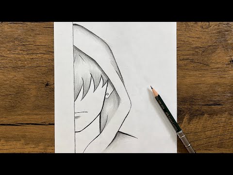 How to draw anime boy wearing a hoodie Easy