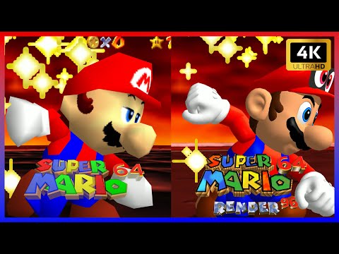 Super Mario 64 vs Render 96 w/ Raytracing 4K | Graphics & Sound Comparison