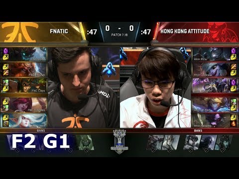 Fnatic vs Hong Kong Attitude | Game 1 Finals of Play-in Stage S7 LoL Worlds 2017 | FNC vs HKA G1