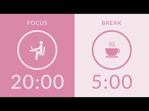 20/5 Pomodoro Timer with Pink Noise 🎧 2-Hour Study with Me for Deep Focus & ADHD ✨