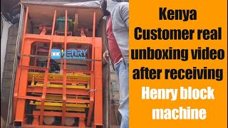 Kenya paving brick machine customer real unboxing video after receiving Henry block machine